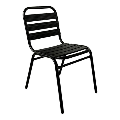 Chair Sussie stack black metal with aluminium slats 45x62x76cm