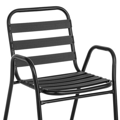 Armchair Sussie pakoworld stack black metal with aluminium slats 45x62x76cm