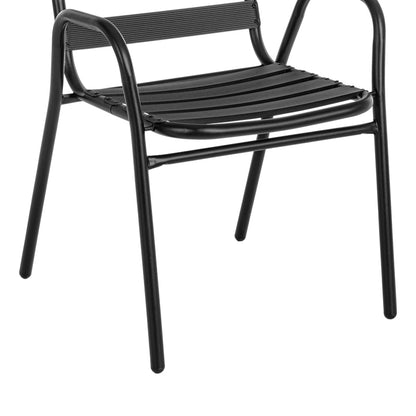 Armchair Sussie pakoworld stack black metal with aluminium slats 45x62x76cm