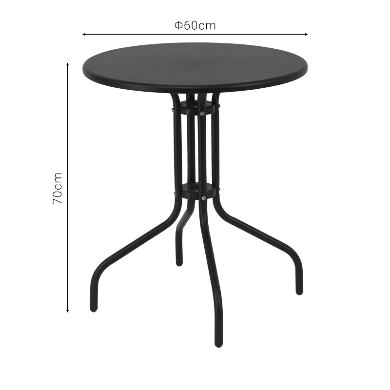 Table Vergo pakoworld black metal D60x70cm