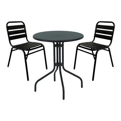 Dinning set Sussie-Vergo pakoworld set of 3 black metal-aluminum D60x70cm