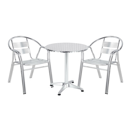 Dinning set Zircu-Lazo Ι pakoworld set of 3 chrome aluminum D70x70cm