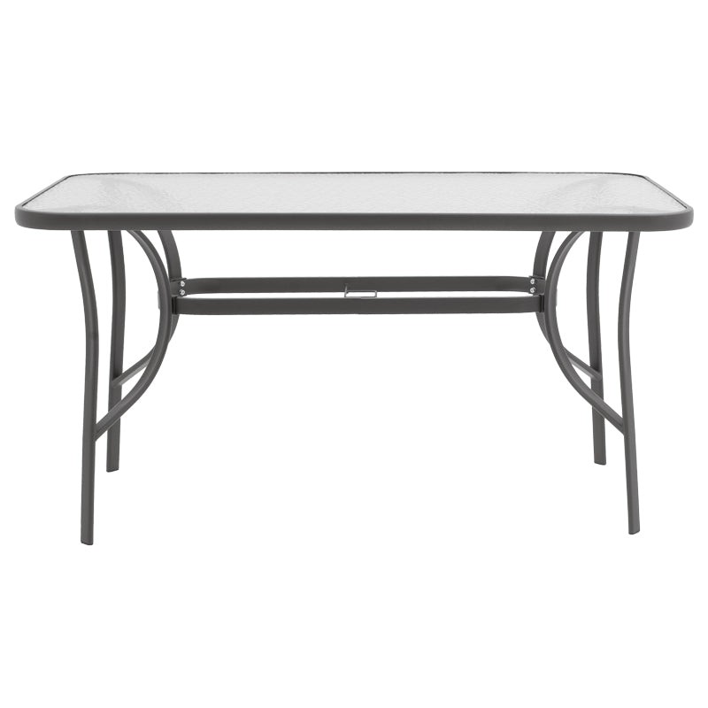 Dining table Calan-Ensure pakoworld set of 7 dark anthracite metal and anthracite textilene 140x80x70cm