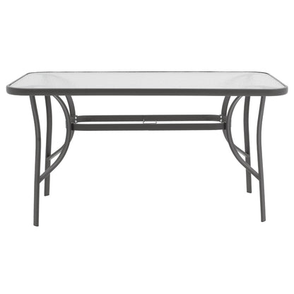 Dining table Calan-Ensure pakoworld set of 7 dark anthracite metal and anthracite textilene 140x80x70cm