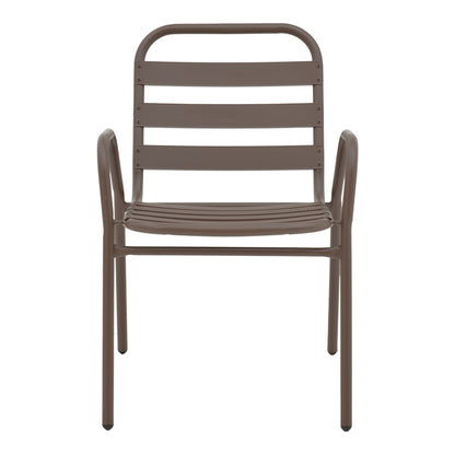 Armchair Sussie pakoworld stack brown metal with aluminium slats 45x62x76cm