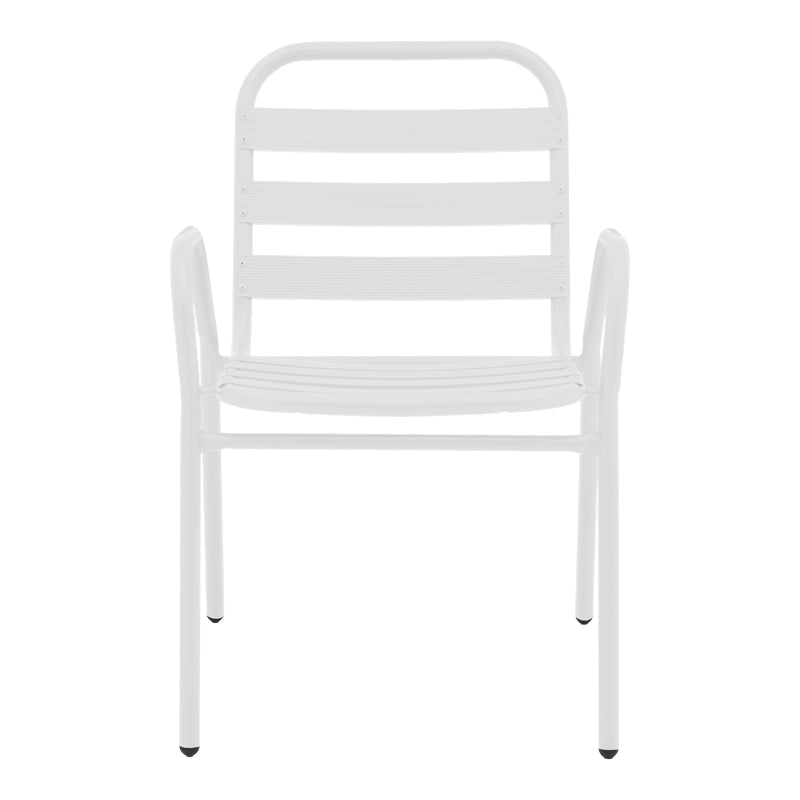Armchair Sussie pakoworld stack white metal with aluminium slats 45x62x76cm