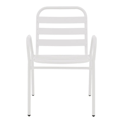 Armchair Sussie pakoworld stack white metal with aluminium slats 45x62x76cm