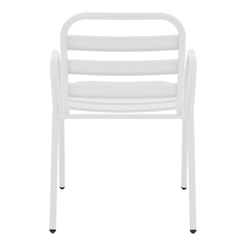 Armchair Sussie pakoworld stack white metal with aluminium slats 45x62x76cm