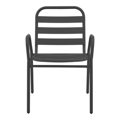 Armchair Sussie pakoworld stack dark grey metal with aluminium slats 45x62x76cm