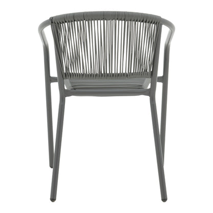 Lindaria pakoworld stackable metal-pe rattan armchair in dark grey color 54x63x74cm