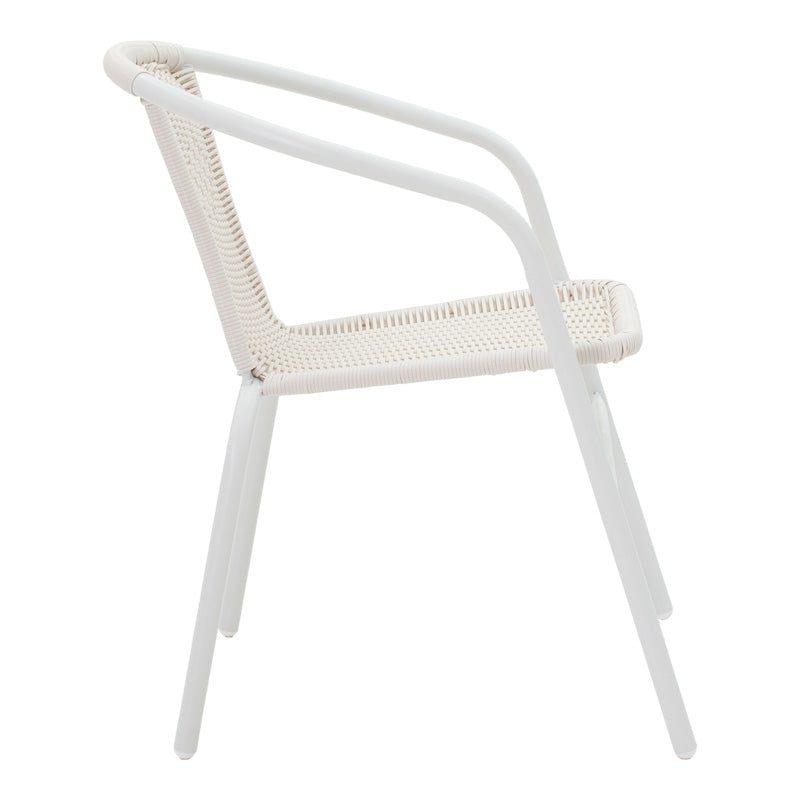 Dining table Obbi-Ensure 5pcs metal-glass in white color 120x70x70cm