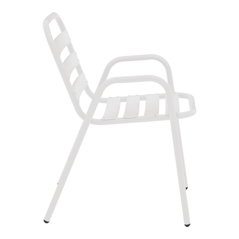 Dining table Sussie-Ensure 5pcs metal-glass in white color 120x70x70cm