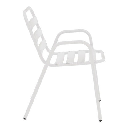 Dining table Sussie-Ensure 5pcs metal-glass in white color 120x70x70cm
