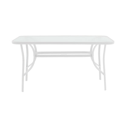 Dining table Sussie-Ensure 5pcs metal-glass in white color 120x70x70cm
