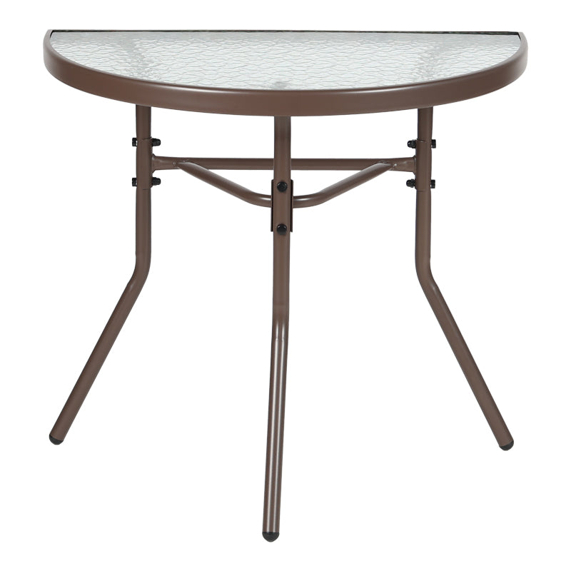 Semi-circled table Bion glass-metal in brown color 70x40x65cm