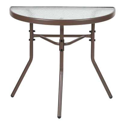 Semi-circled table Bion glass-metal in brown color 70x40x65cm