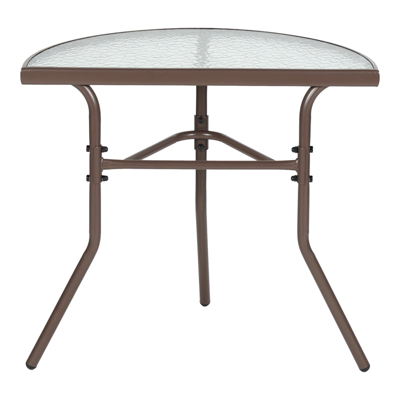 Semi-circled table Bion glass-metal in brown color 70x40x65cm
