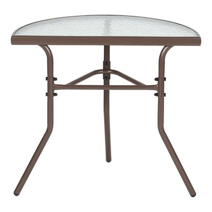 Semi-circled table Bion glass-metal in brown color 70x40x65cm