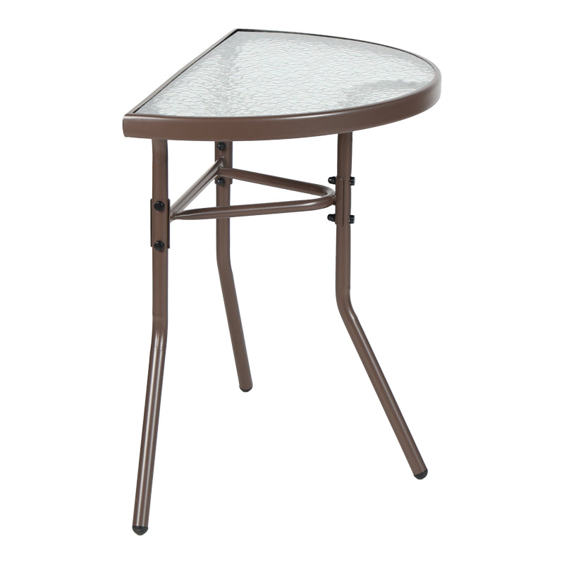 Semi-circled table Bion glass-metal in brown color 70x40x65cm