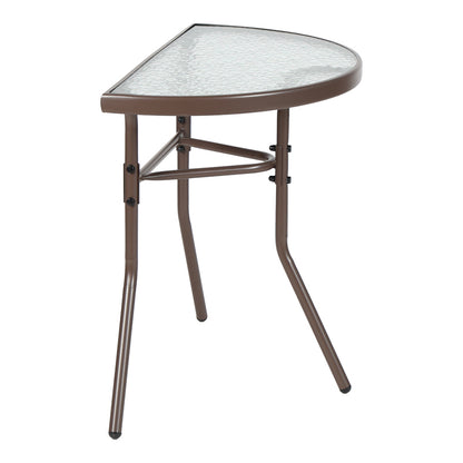Semi-circled table Bion glass-metal in brown color 70x40x65cm
