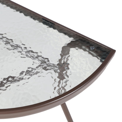 Semi-circled table Bion glass-metal in brown color 70x40x65cm