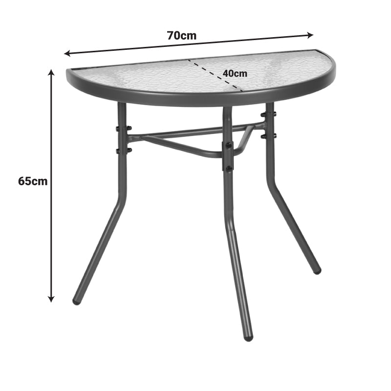 Semi-circled table Bion glass-metal in brown color 70x40x65cm