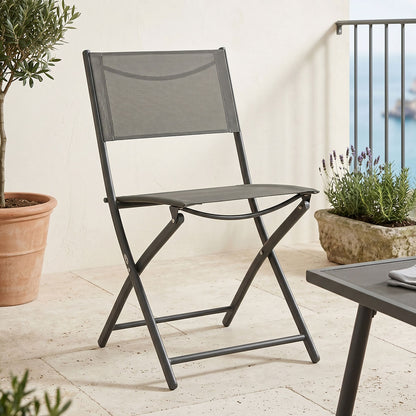 Foldable chair Jeve anthracite metal with champagne textilene 46x51x81cm