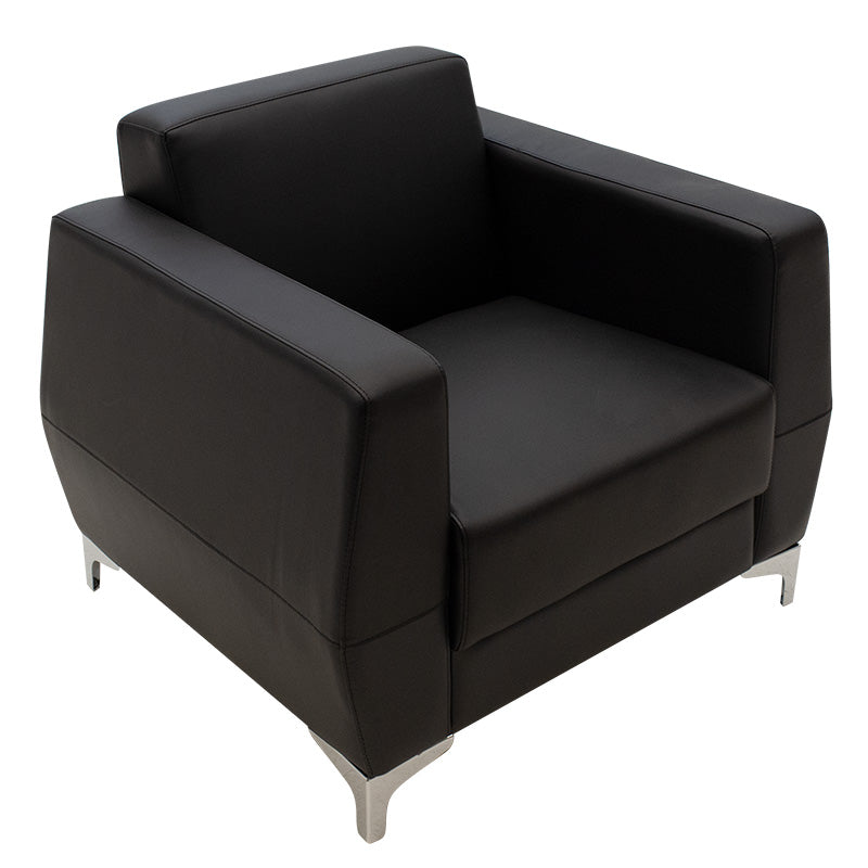 Dermis armchair pakoworld inox with pu in black colour 88x75x75cm