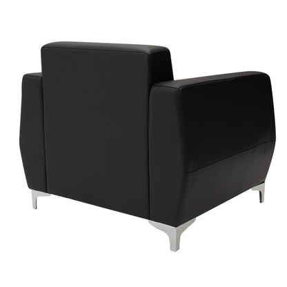 Dermis armchair pakoworld inox with pu in black colour 88x75x75cm