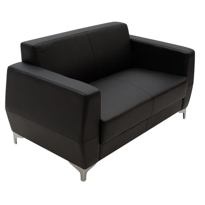 2 seater sofa Dermis pakoworld inox with pu in black colour 138x75x75cm