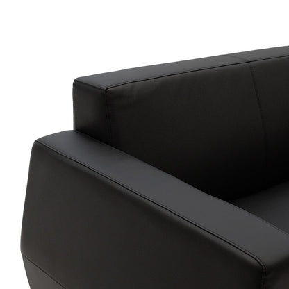 2 seater sofa Dermis pakoworld inox with pu in black colour 138x75x75cm