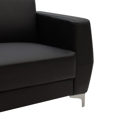 2 seater sofa Dermis pakoworld inox with pu in black colour 138x75x75cm