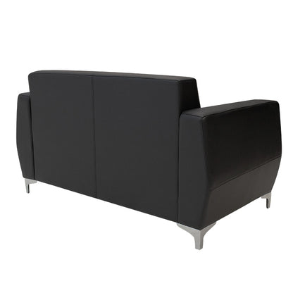 2 seater sofa Dermis pakoworld inox with pu in black colour 138x75x75cm