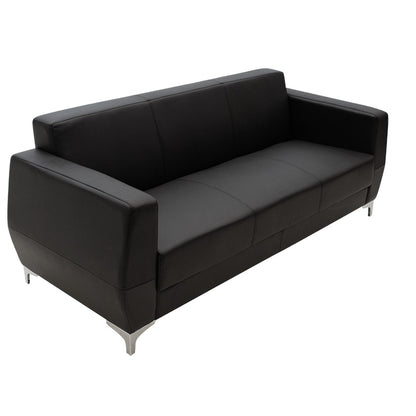 3 seater sofa Dermis pakoworld  PU inox black color 188x75x75cm