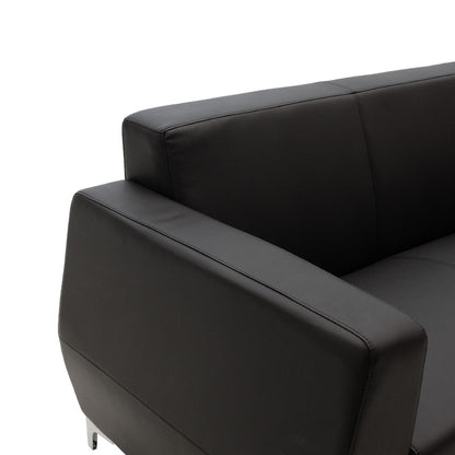 3 seater sofa Dermis pakoworld  PU inox black color 188x75x75cm