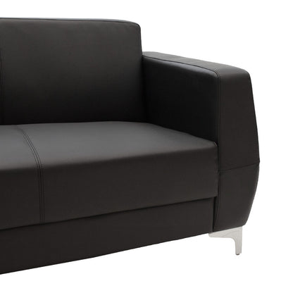 3 seater sofa Dermis pakoworld  PU inox black color 188x75x75cm