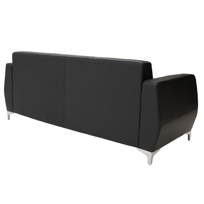 3 seater sofa Dermis pakoworld  PU inox black color 188x75x75cm