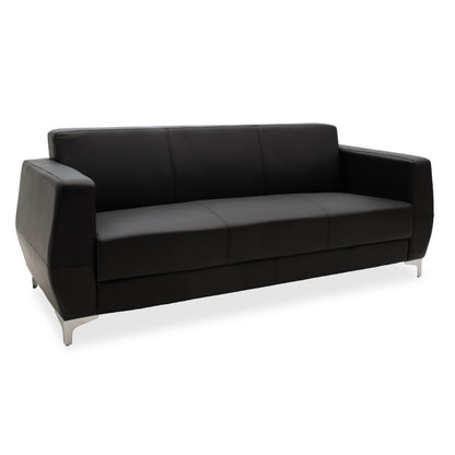 3 seater sofa Dermis pakoworld  PU inox black color 188x75x75cm