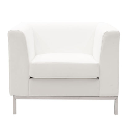 Armchair Professional pakoworld inox with pu in white colour 85x75x66cm