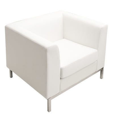 Armchair Professional pakoworld inox with pu in white colour 85x75x66cm