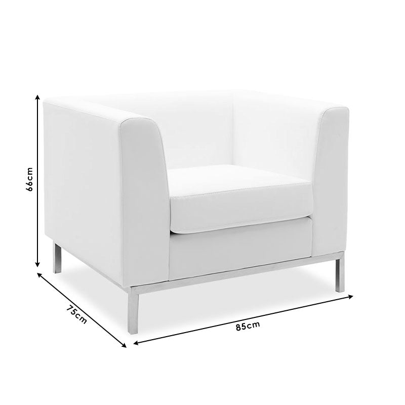 Armchair Professional pakoworld inox with pu in white colour 85x75x66cm