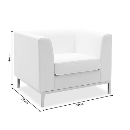 Armchair Professional pakoworld inox with pu in white colour 85x75x66cm