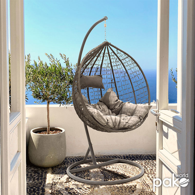 Zafer pakoworld swing hanging metal-pp- pillow in grey color 106x103x200cm