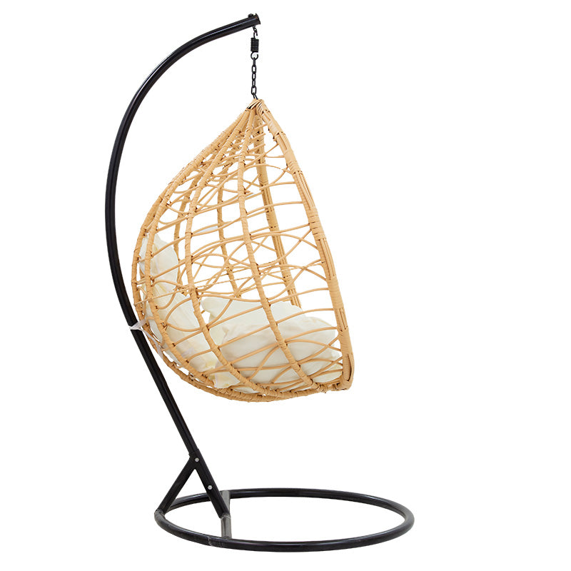 Hudson pakoworld swing hanging metal black-pp natural-cushion ivory 109x11x9x195cm