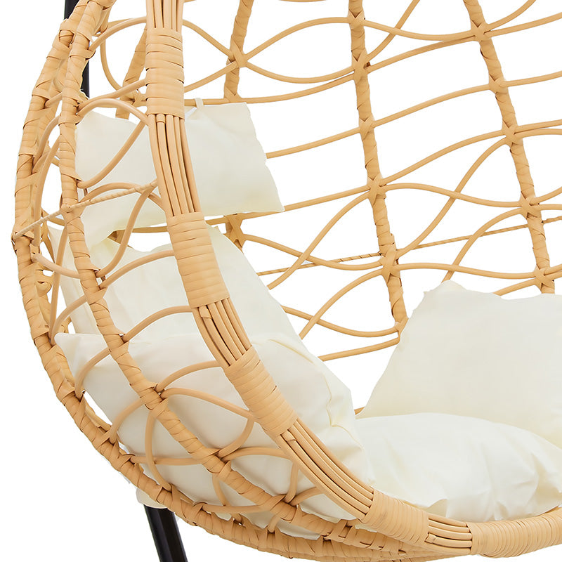 Hudson pakoworld swing hanging metal black-pp natural-cushion ivory 109x11x9x195cm