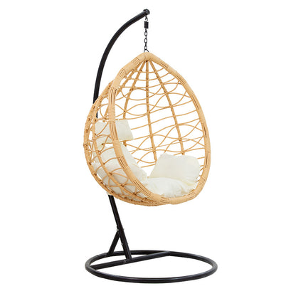 Hudson pakoworld swing hanging metal black-pp natural-cushion ivory 109x11x9x195cm