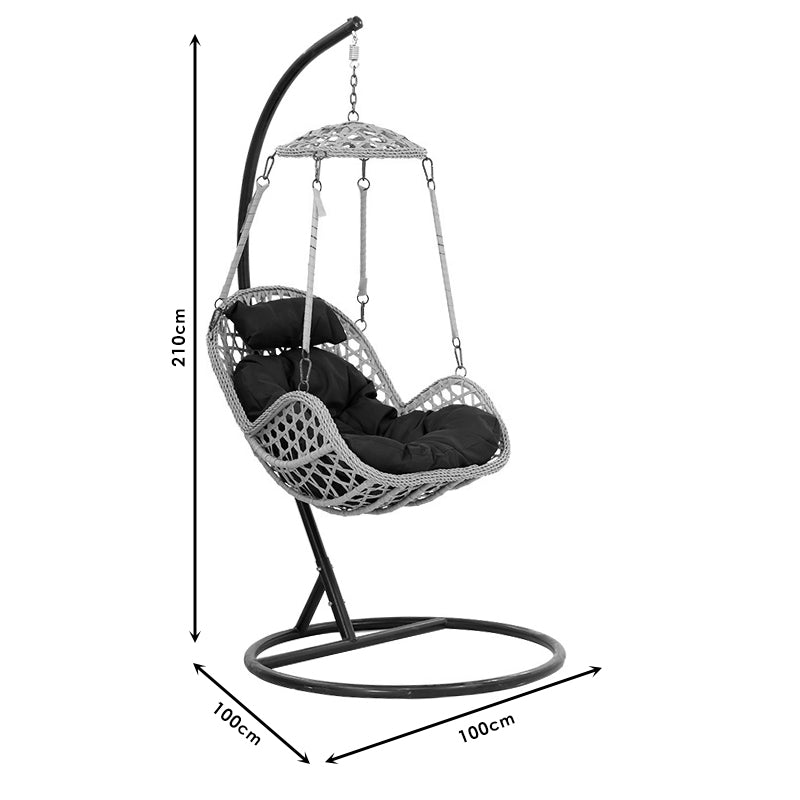 Margie pakoworld swing hanging metal-cushion black-pp natural 100x100x210cm