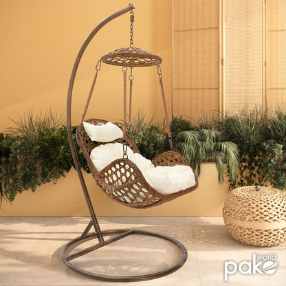 Margie pakoworld swing hanging metal-pp brown pillow-beige 100x100x195cm