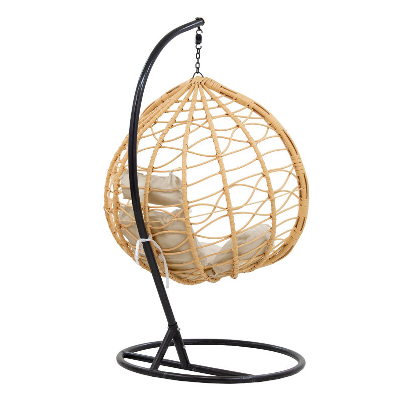 Hudson pakoworld swing hanging metal black-pp natural-cushion dark beige 109x119x195cm