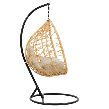 Hudson pakoworld swing hanging metal black-pp natural-cushion dark beige 109x119x195cm